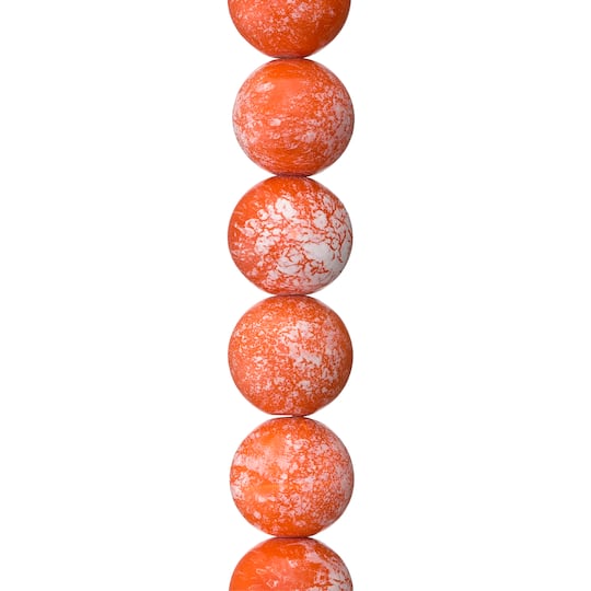 Orange Painted Ceramic Round Beads, 16mm by Bead Landing™